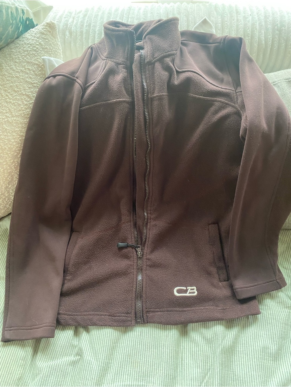 Women’s Brown CB Logo Fleece Jacket, Size XL